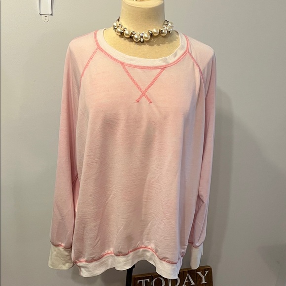 😍SHOW SPECIAL - GREEN TEA Pink Lightweight Sweatshirt Plus Size XXL - Picture 2 of 9
